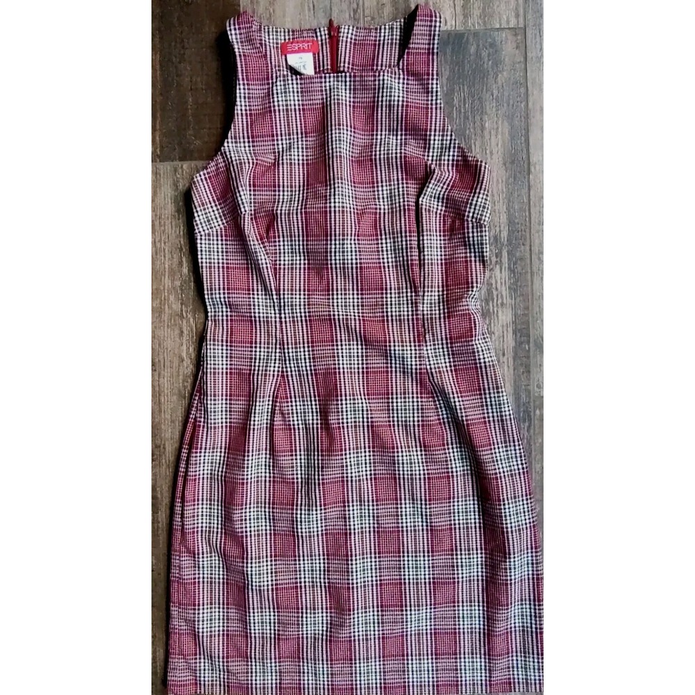 Esprit Junior Pink Plaid Jumper Sleeveless Y2K Bodycon Uniform Academia Size 7